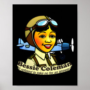 Bessie Coleman mit Flugzeug Black History Month  Poster