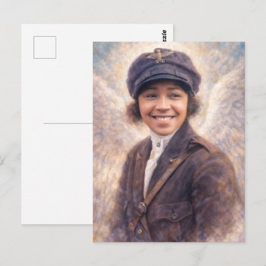 Bessie Coleman Portrait Painting - Angelcore Style Postkarte (Vorne/Hinten)
