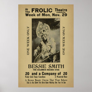 Bessie Smith Jazzplakat - Frolic Theatre Poster