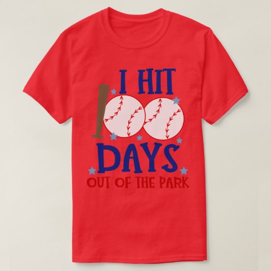 Best 100. Day of School Baseball I Hit 100 Days O T-Shirt (Design vorne)