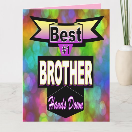 Best #1 Brother Hands Down Bokeh Vatertag Karte (Vorderseite)