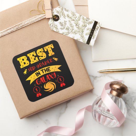 BEST 3D GRADER IN DER GALAXIE lustig niedlich Quadratischer Aufkleber (Schenken)