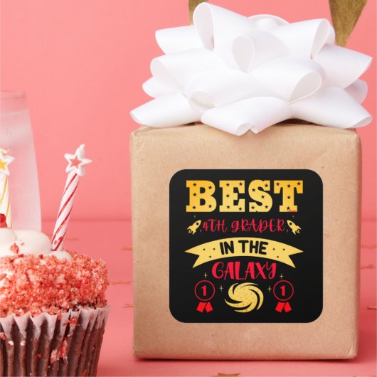 BEST 4. GRADER IN DER GALAXIE lustig niedlich Quadratischer Aufkleber (Party)