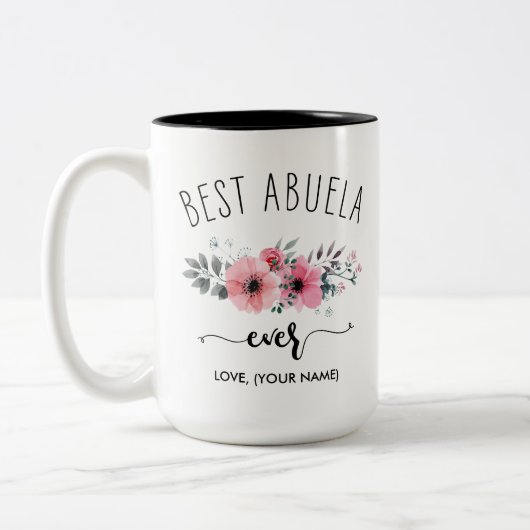 Best Abuela jemals - (IHR NAME) Pink Bouquet Tasse (Links)