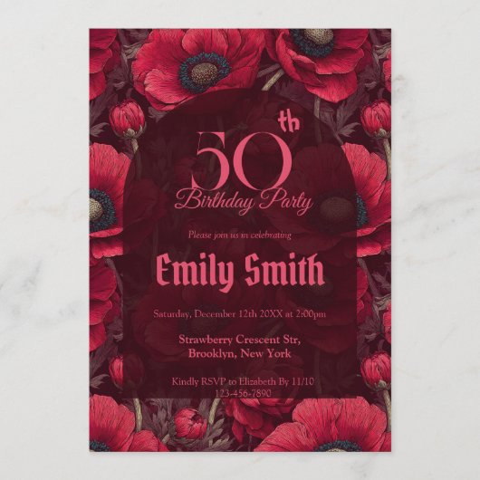 Best Anemones Charm 20Th Birthday Einladung (Vorderseite)