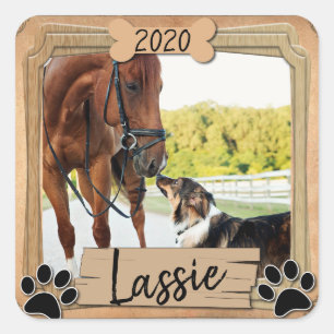 Best Animal Friends Foto Quadratischer Aufkleber