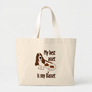 Best Asset Basset Hound Dog Funny Zitat Jumbo Stoffbeutel