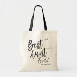 Best Aunt Ever 2 Script Style Custom Wedding Tragetasche<br><div class="desc">Make the aunt of the bride feel extra appreciated with this special custom name canvas style bag. It feys the words "Best Aunt Ever" in einem elegant script text Stil. Underneath this is a spot for her name.</div>