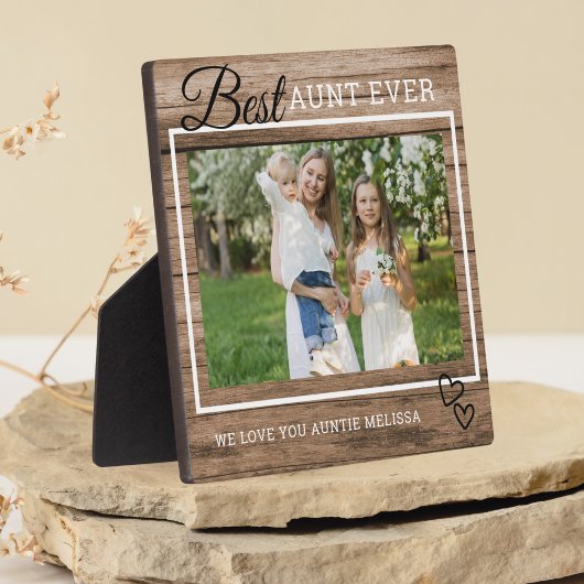 Best Aunt Ever We Love You Rustic Wood Foto Fotoplatte