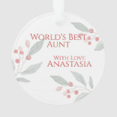 Best Aunt Ever Winter Pine Berry Ribbon Ornament (Rückseite)
