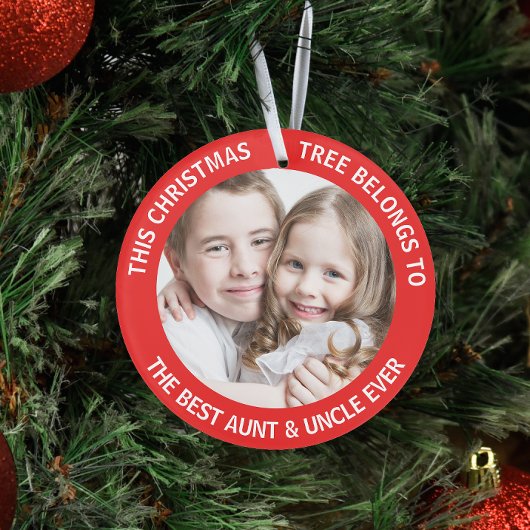 Best Aunt Uncle Ever Christmas Tree Foto Red Ornament