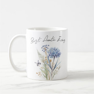 Best Auntie Ever blauen Blumen Aquarell Kaffeetasse