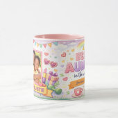 Best Auntie Rainbow Crown Custom Photo Collage Tasse (Zentrum)