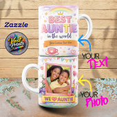 Best Auntie Rainbow Crown Custom Photo Collage Tasse