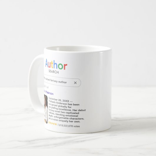 Best Author Ever Search Photo Message Writer Gift Kaffeetasse (Vorderseite Links)