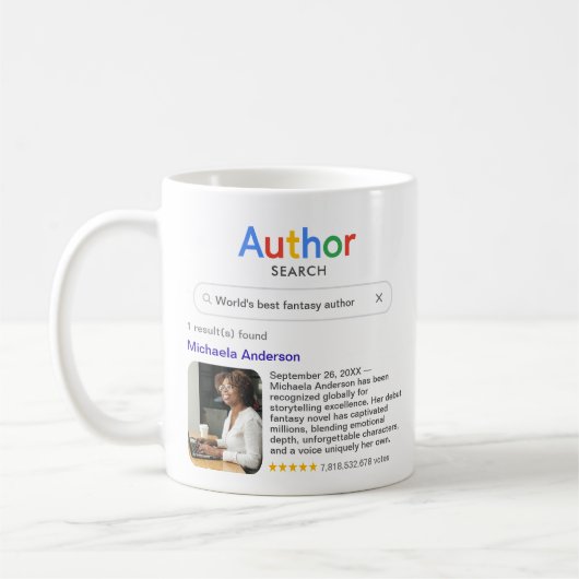 Best Author Ever Search Photo Message Writer Gift Kaffeetasse (Links)