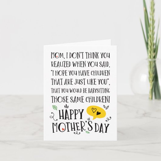 Best Baby Sitter Mama Funny Mother Day Card Einladung (Vorderseite)