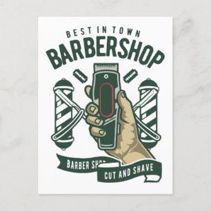 Best Barbershop Vintage Logo-Leinwand Postkarte