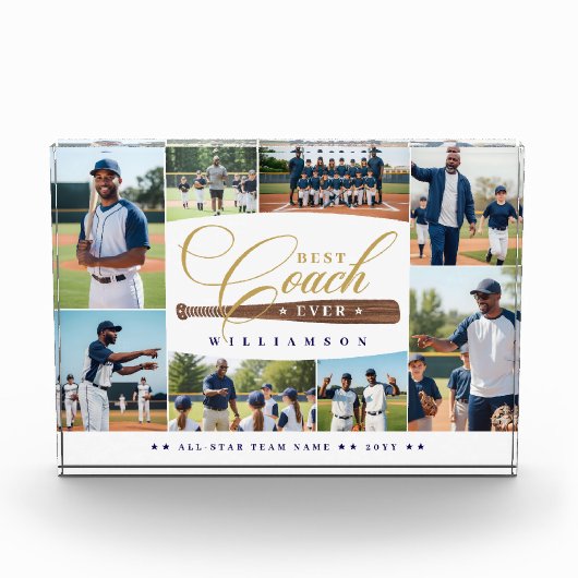 Best Baseball Coach Ever Team Sports Photo Collage Fotoblock (Vorderseite)