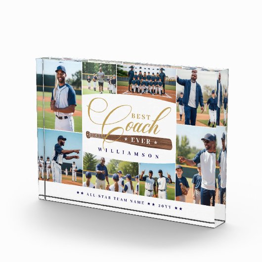 Best Baseball Coach Ever Team Sports Photo Collage Fotoblock (Rechts)