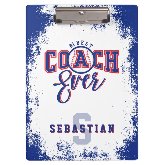 Best Baseball Coach Personalized Name & Monogram Klemmbrett (Vorderseite)