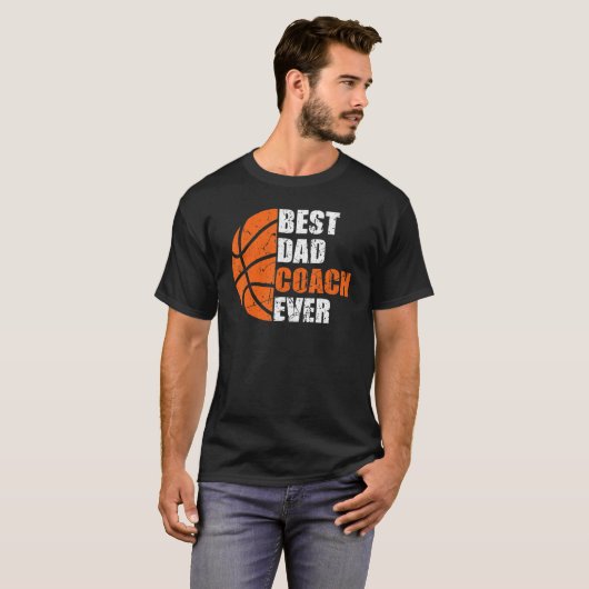 Best Basketball Dad Coach Ever Fathers Day Retro B T-Shirt (Vorne ganz)