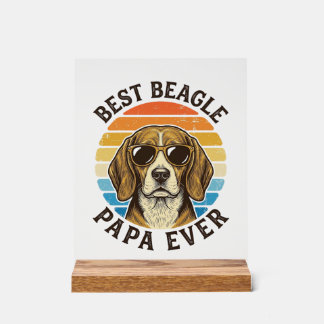 Best Beagle Papa Ever Vintage Dog Dad Shirt Design Acrylschild