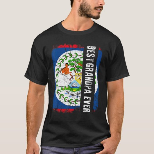Best Belizean Grandpa Ever Belize Flag Father's Da T-Shirt (Vorderseite)