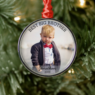 Best Big Brother New Baby Custom Christmas Foto Ornament Aus Metall