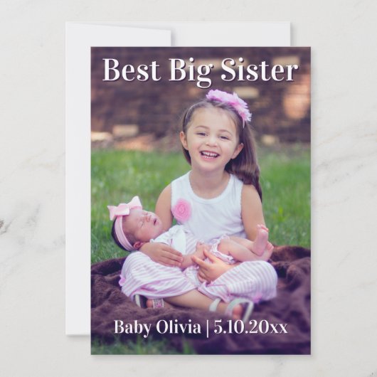 Best Big Sister New Sibling Birning Ankündigung (Vorderseite)