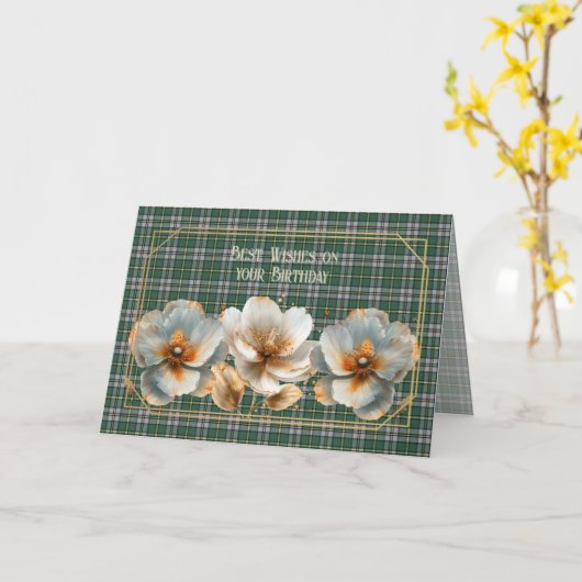 Best Birthday Wishes Cape Breton Island Tartan Karte (Gelbe Blume)