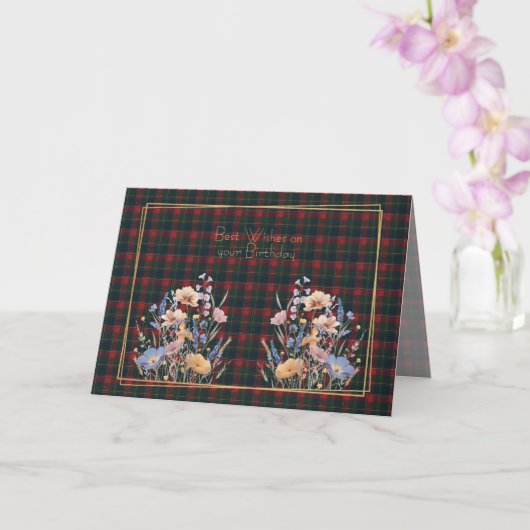 Best Birthday Wishes Quebec Provincial Tartan Karte (Orchidee)