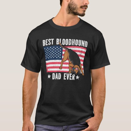 Best Bloodhound Dad Ever American Flag T-Shirt (Vorderseite)