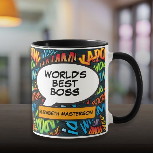 Best Boss Ever Fun Retro Comic Pop Tasse