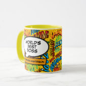 Best Boss Ever Fun Retro Pop Art Comic Tasse (Vorderseite Links)