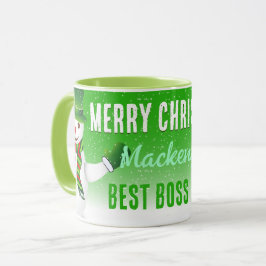 Best Boss Ever mit Snowman zu Weihnachten GRÜNEN Tasse