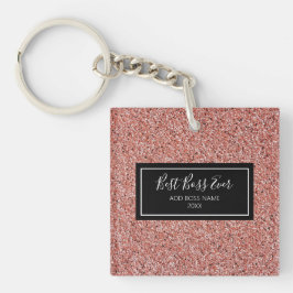 Best Boss je Rose Gold Glitzer Personalisiert Jahr Schlüsselanhänger