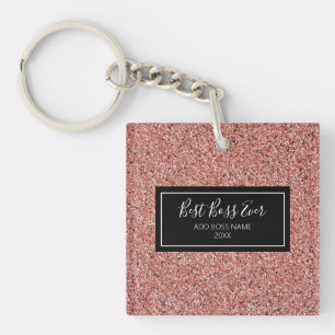 Best Boss je Rose Gold Glitzer Personalisiertes Ja Schlüsselanhänger