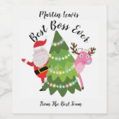 Best Boss je Weihnachtsweinlabel Personalisiert Weinetikett (Einzelnes Label)