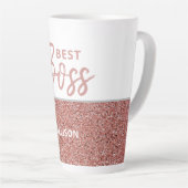 Best Boss Rose Gold Pink Glitzer Personalisiert  Milchtasse (Rechte Ecke)