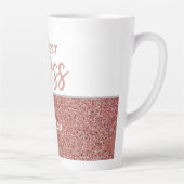 Best Boss Rose Gold Pink Glitzer Personalisiert  Milchtasse (Rechts)