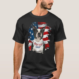 Best Boston Terrier Dog Vater Niedlich US Flag Hap T-Shirt