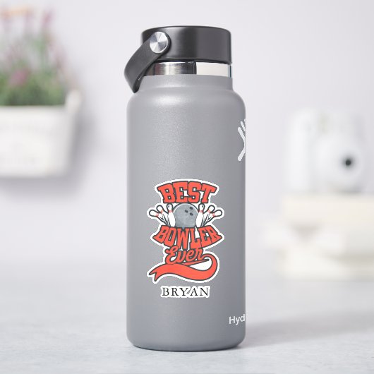 Best Bowler Ever Bowling Personalized Aufkleber (HydroFlask)