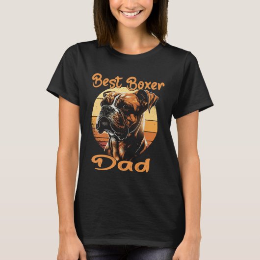 Best Boxer Dad Boxer Sunset Retro Dog Owner Dog T-Shirt (Vorderseite)