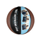 Best Boyfriend Ever 3 Photo Collage Blue & Black Mini Basketball (Vertikal)