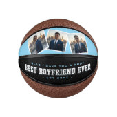 Best Boyfriend Ever 3 Photo Collage Blue & Black Mini Basketball (Vorderseite)