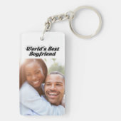 Best Boyfriend Foto Black 3D Text Schlüsselanhänger (Rückseite)