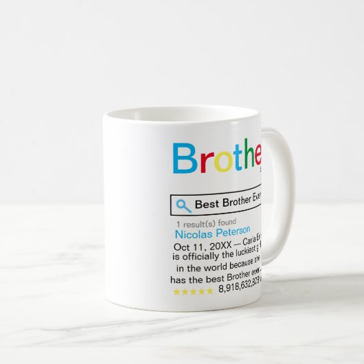 Best Brother jemals Search Motor Ergebnis-Nachrich Kaffeetasse (VorderseiteRechts)