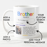 Best Brother Search Results Foto & Message Kaffeetasse<br><div class="desc">Dieses lustige und herzliche Tasse-Geschenk ist der perfekte Weg, um den besten Bruder aller Zeiten zu feiern. Styled, um einem Suchergebnis zu ähneln, erklärt es humorvoll Ihren Motor als den Besten der Welt, komplett mit einer persönlichen Nachricht und einem individuellen Foto für eine besondere Touch. Das helle, farbenfrohe Design verleiht...</div>