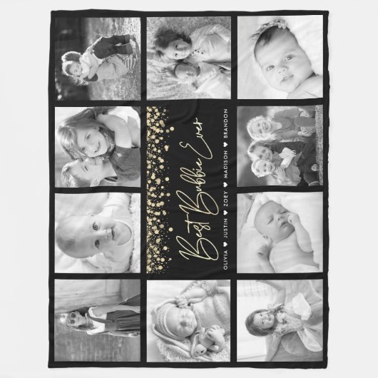 Best Bubbie Ever Gold Glitzer 10 FotoCollage Fleecedecke (Vorderseite)